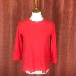 J. Jill Coral & Embroidered Top XSP FREE SHIP